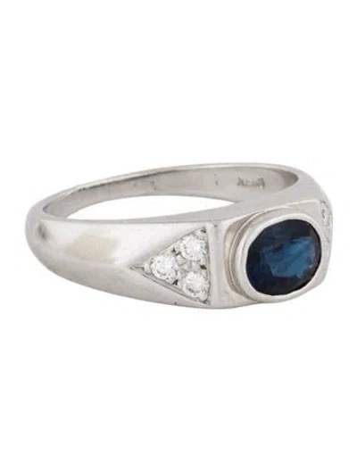 Pre-owned Ring 18k Sapphire & Diamond Cocktail  In Multi