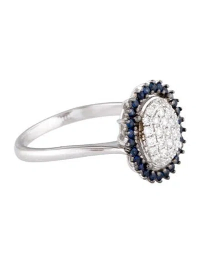 Pre-owned Ring 18k Sapphire & Diamond Cocktail  In Multi