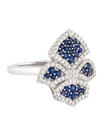 Pre-owned Ring 18k Sapphire & Diamond Cocktail  In Multi
