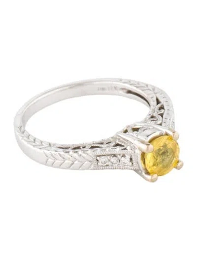 Pre-owned Ring 18k Sapphire & Diamond Cocktail  In Multi