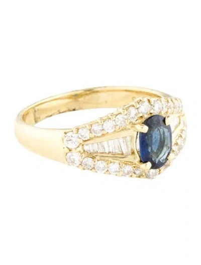 Pre-owned Ring 18k Sapphire & Diamond Cocktail  In Multi
