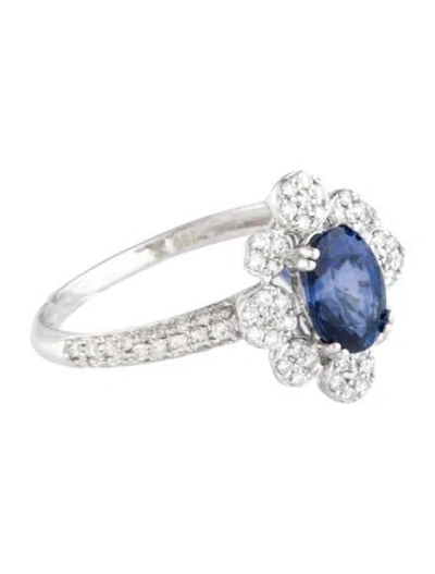 Pre-owned Ring 18k Sapphire & Diamond Cocktail  In Multicolor
