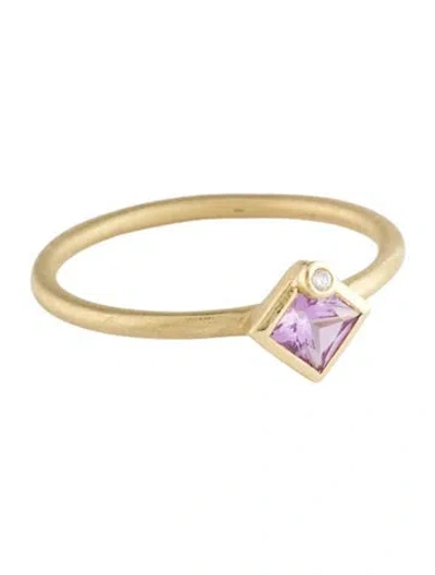 Pre-owned Ring 18k Sapphire & Diamond Cocktail  In Multicolor