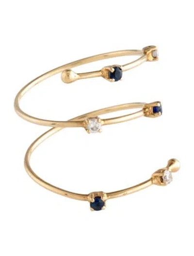 Pre-owned Ring 18k Sapphire & Diamond Coil Band In Multi
