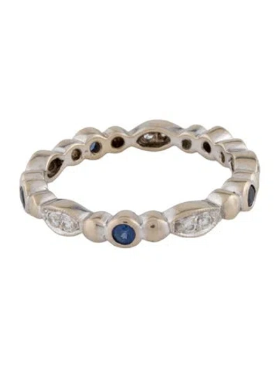 Pre-owned Ring 18k Sapphire & Diamond Eternity Band In Multi