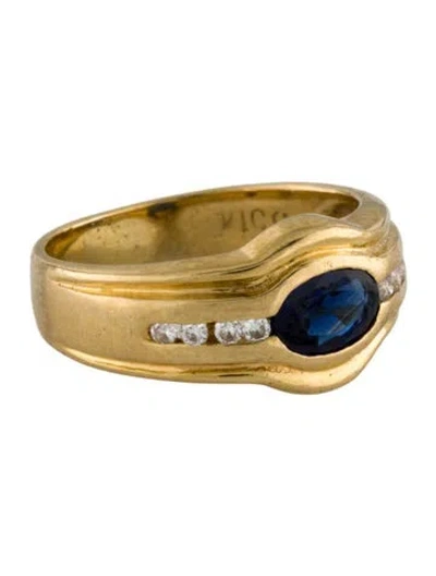 Pre-owned Ring 18k Sapphire & Diamond In Multi