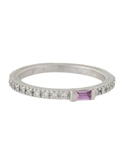 Pre-owned Ring 18k Sapphire & Diamond Stacking Band  In Multi