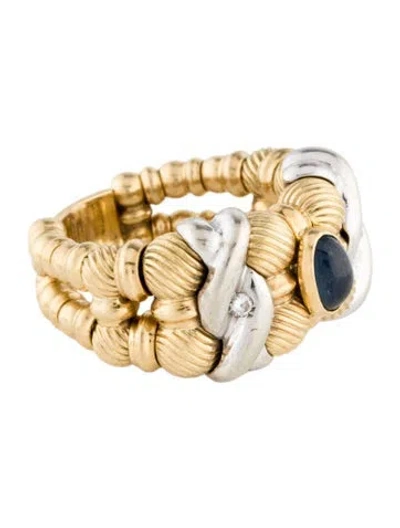 Pre-owned Ring 18k Sapphire Cocktail  In Multi