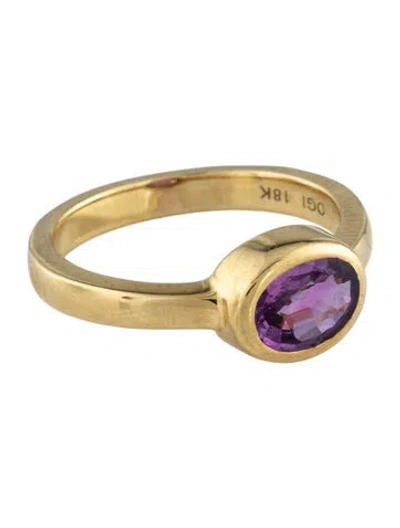 Pre-owned Ring 18k Sapphire Cocktail  In Multicolor
