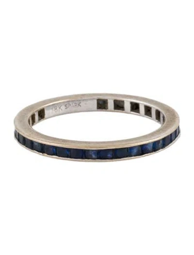 Pre-owned Ring 18k Sapphire Eternity Band In Multi