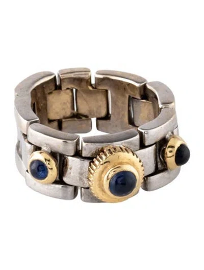 Pre-owned Ring 18k Sapphire Link Band In Multicolor