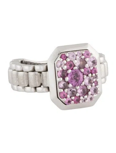 Pre-owned Ring 18k Sapphire Link Cocktail  In Multicolor