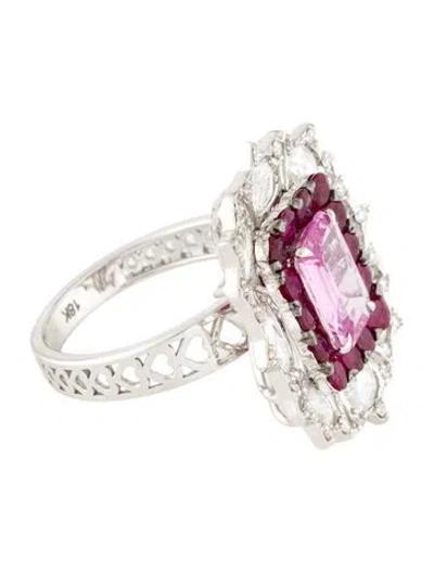 Pre-owned Ring 18k Sapphire, Ruby, & Diamond Cocktail  In Multi