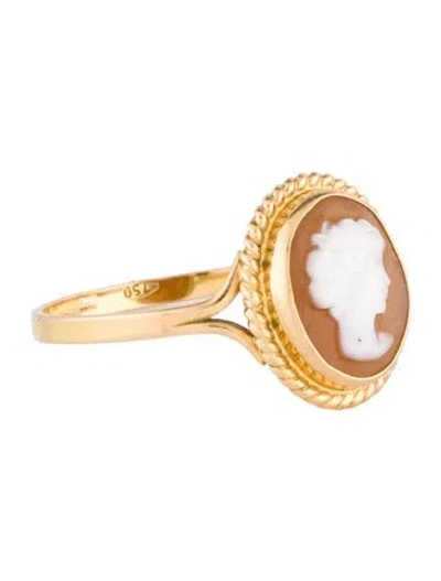Pre-owned Ring 18k Shell Cameo  In Multi