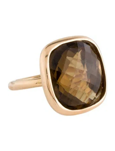 Pre-owned Ring 18k Smoky Quartz Cocktail  In Multi