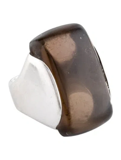 Pre-owned Ring 18k Smoky Quartz Cocktail  In Multi