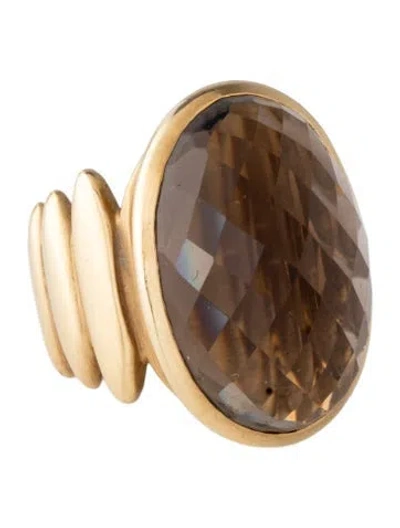 Pre-owned Ring 18k Smoky Quartz Cocktail  In Multicolor