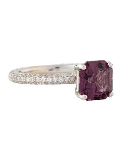 Pre-owned Ring 18k Spinel & Diamond Cocktail  In Multi