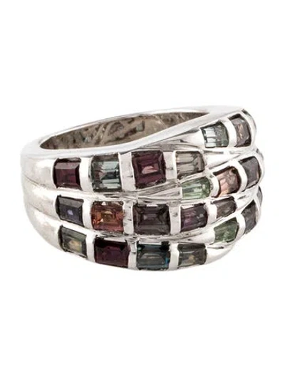 Pre-owned Ring 18k Spinel Multi-color Wide Band