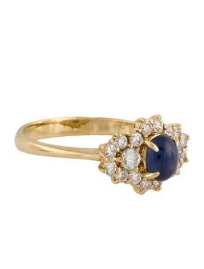 Pre-owned Ring 18k Star Sapphire & Diamond Cocktail  In Multi