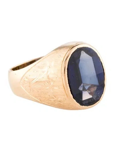 Pre-owned Ring 18k Synthetic Sapphire  In Multi