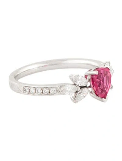 Pre-owned Ring 18k Synthetic Spinel & Diamond Cocktail  In Multi