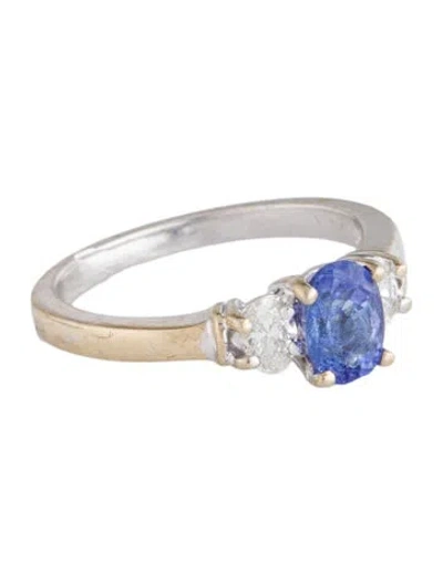 Pre-owned Ring 18k Tanazanite & Diamond Cocktail  In Multicolor