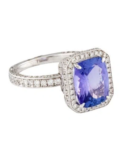 Pre-owned Ring 18k Tanzanite & Diamond Cocktail  In Multi