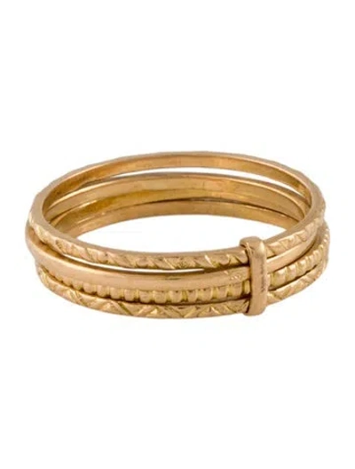 Pre-owned Ring 18k Textured Four Stacked Band  In Multi