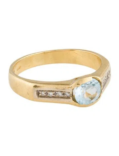 Pre-owned Ring 18k Topaz & Diamond Band In Multi