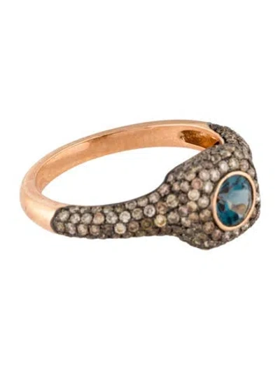 Pre-owned Ring 18k Topaz & Diamond Cocktail  In Multi