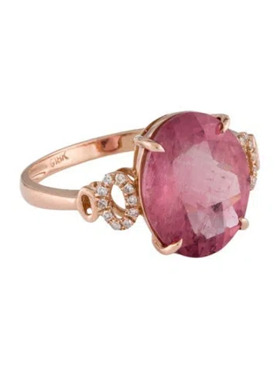 Pre-owned Ring 18k Tourmaline & Diamond Cocktail  In Multi