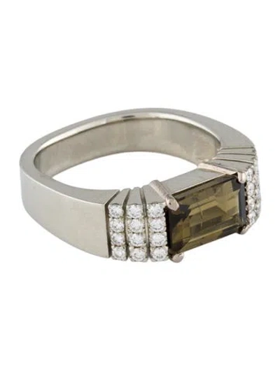 Pre-owned Ring 18k Tourmaline & Diamond Cocktail  In Multi