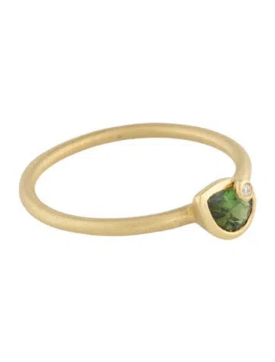 Pre-owned Ring 18k Tourmaline & Diamond Cocktail  In Multicolor