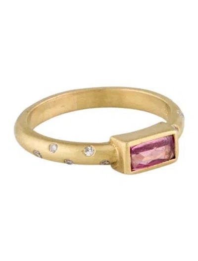 Pre-owned Ring 18k Tourmaline & Diamond  In Multi