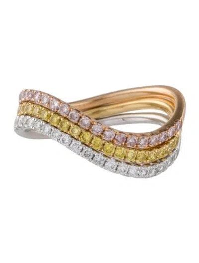 Pre-owned Ring 18k Tricolor Diamond  Sets In Multi
