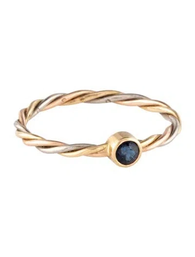 Pre-owned Ring 18k Tricolor Sapphire Stacking  In Multi