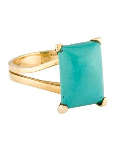 Pre-owned Ring 18k Turquoise Cocktail  In Multi