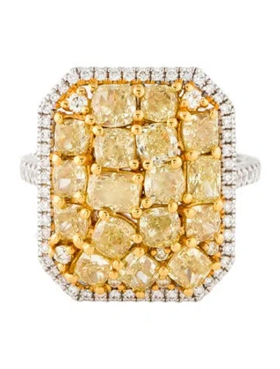 Pre-owned Ring 18k Two-tone 4.84ctw Diamond Cocktail  In Multi