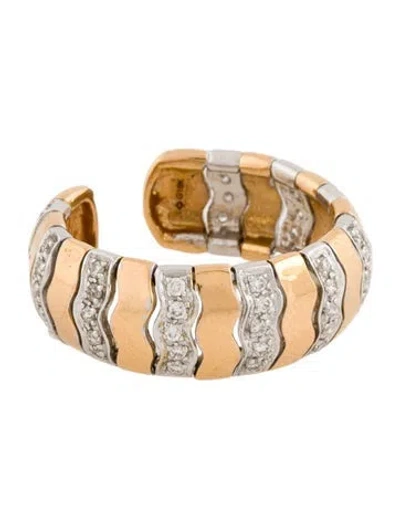 Pre-owned Ring 18k Two-tone Diamond Flex  In Multi