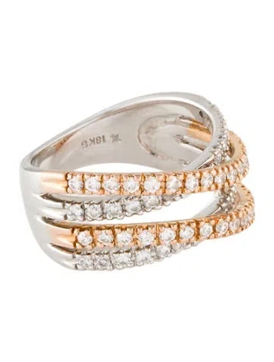 Pre-owned Ring 18k Two-tone Diamond  In Multi