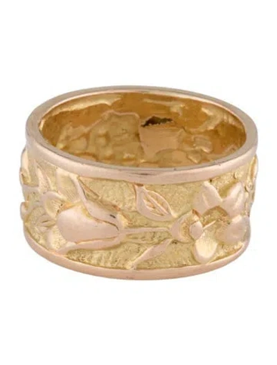 Pre-owned Ring 18k Two-tone Floral Band  In Multicolor