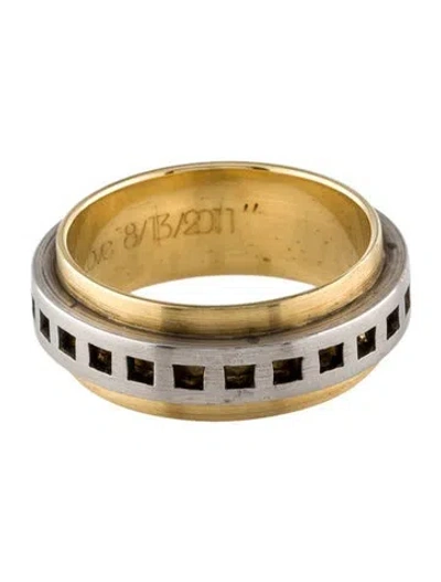 Pre-owned Ring 18k Two-tone Geometric Band  In Multi