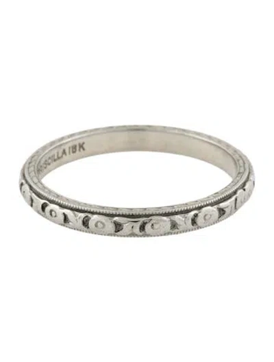 Pre-owned Ring 18k Vintage Priscilla Engraved Floral Band In Multicolor