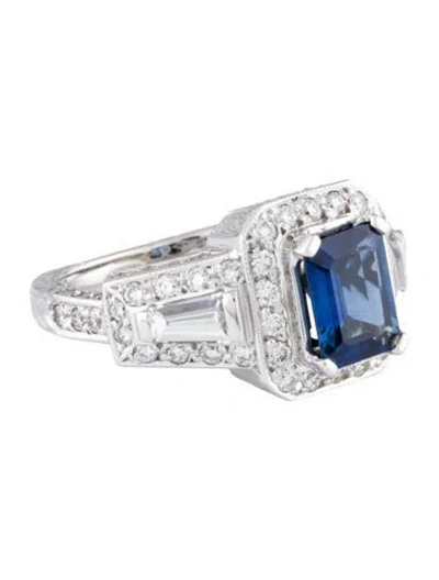 Pre-owned Ring 18k1.47ctw Sapphire & Diamond Cocktail  In Multicolor