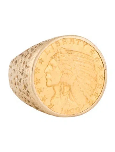Pre-owned Ring 1909 $5 Indian Gold Half Eagle Signet  In Multi