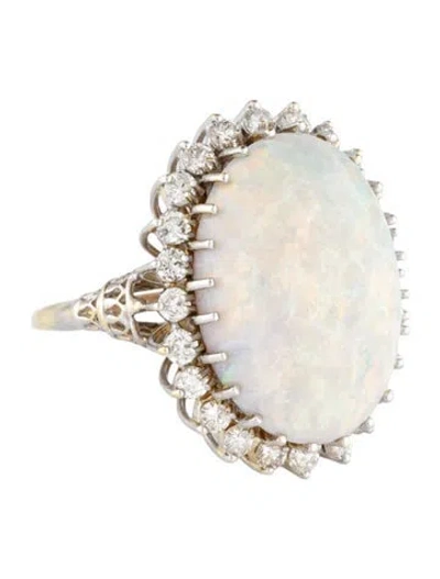 Pre-owned Ring 20.17ct Opal & 1.80ctw Diamond Cocktail  In Multicolor