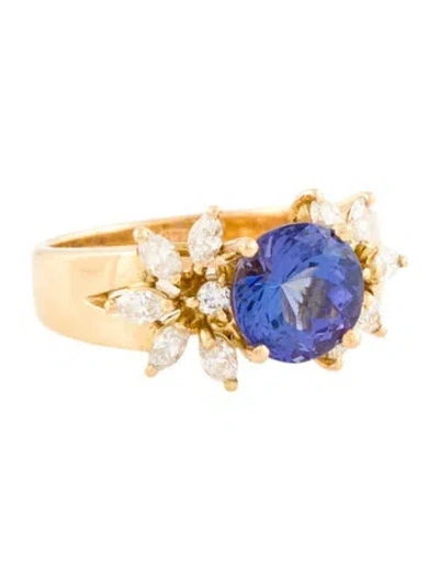 Pre-owned Ring 20k 2.08ct Tanzanite & Diamond Cocktail  In Multi
