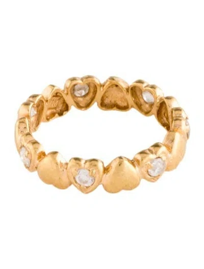 Pre-owned Ring 21k Cubic Zirconia Heart Band In Multi
