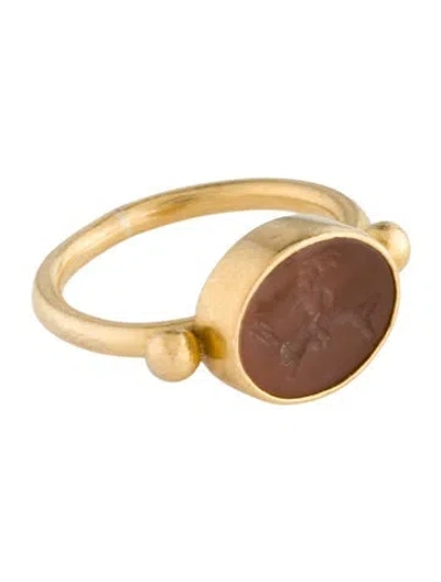 Pre-owned Ring 22k Chalcedony Intaglio  In Multi